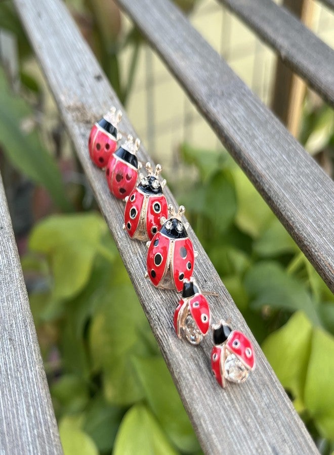 POYAMUSE Cute Ladybug Stud Earrings for Women - Dainty Red Ladybird Stud Earrings- Fashion Jewelry Gifts-wing closed - Image 5